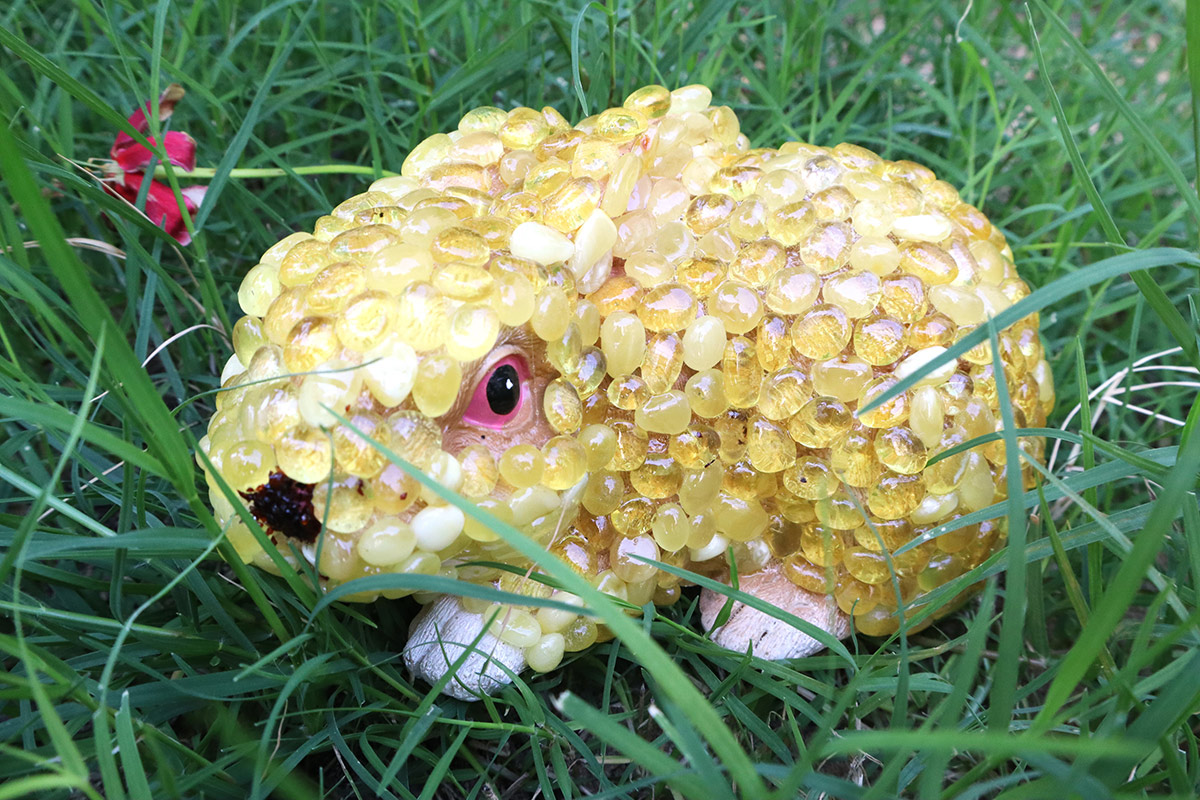 Figurine hare encrusted with Baltic Amber