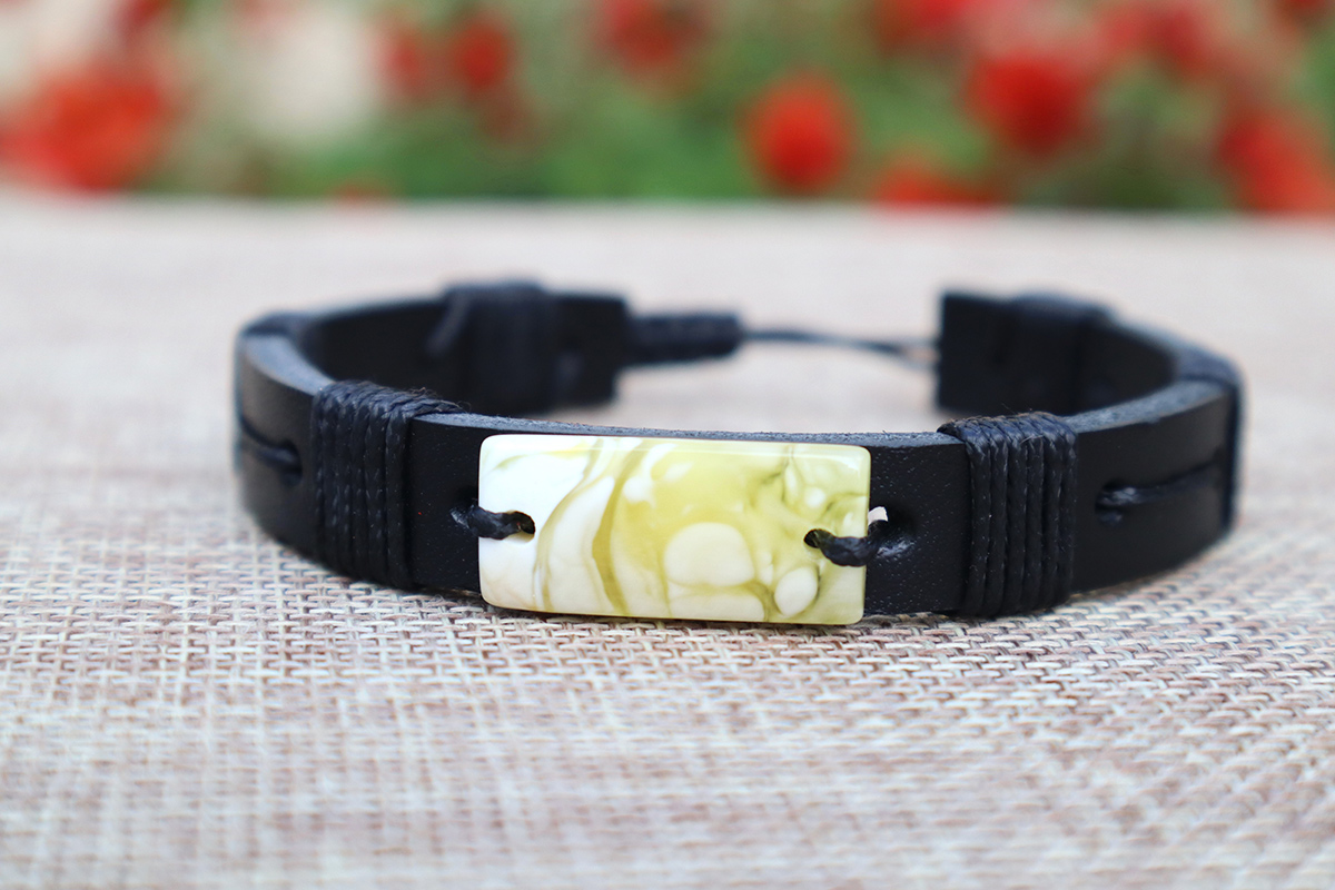 Baltic Amber Leather Bracelet