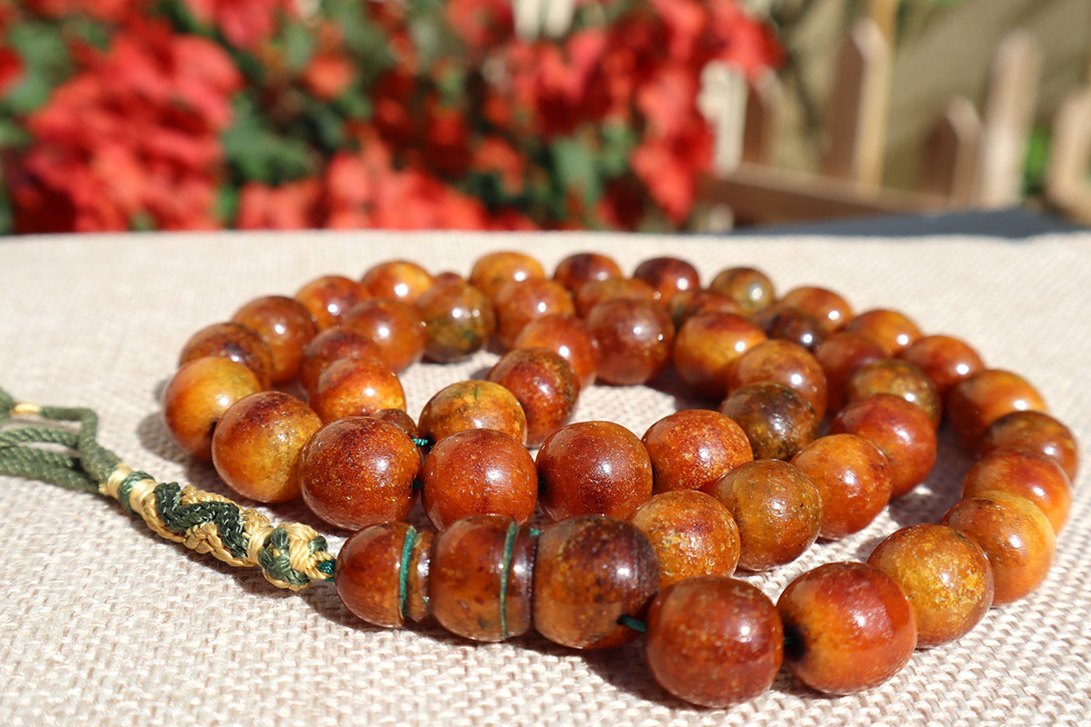 Antique Pressed Baltic Amber Prayer Beads